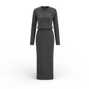 CoMMENSE Wool-Blend Fuzzy Midi Dress
COLOR - Grey Size XS NWT